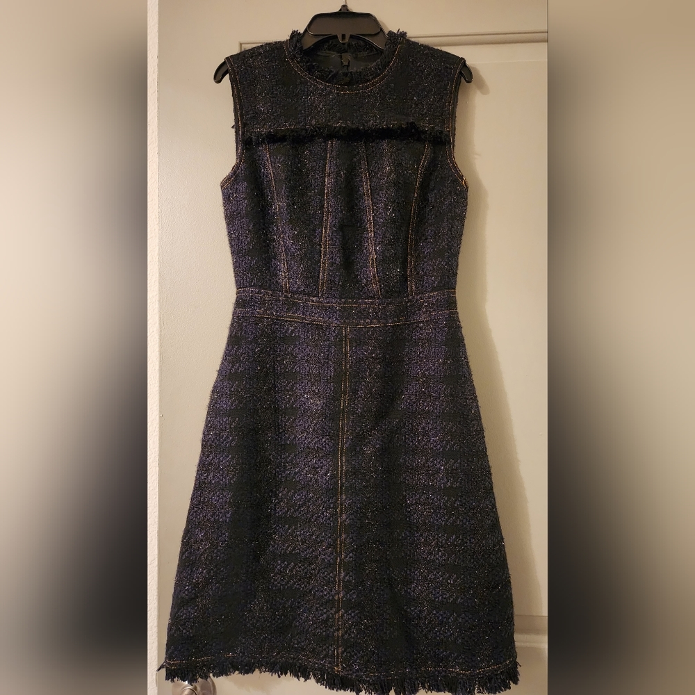 Tory Burch Black and Purple Tweed Dress